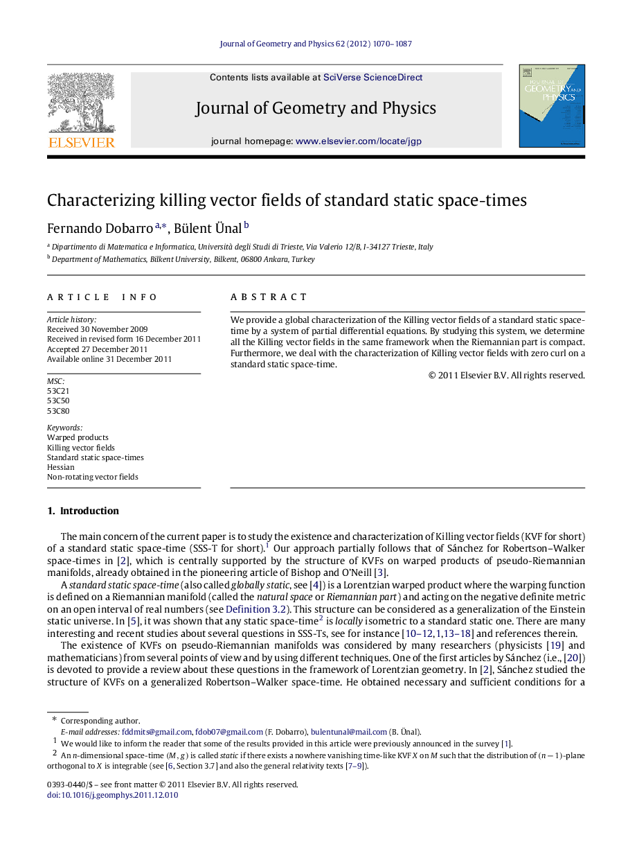 Characterizing killing vector fields of standard static space-times