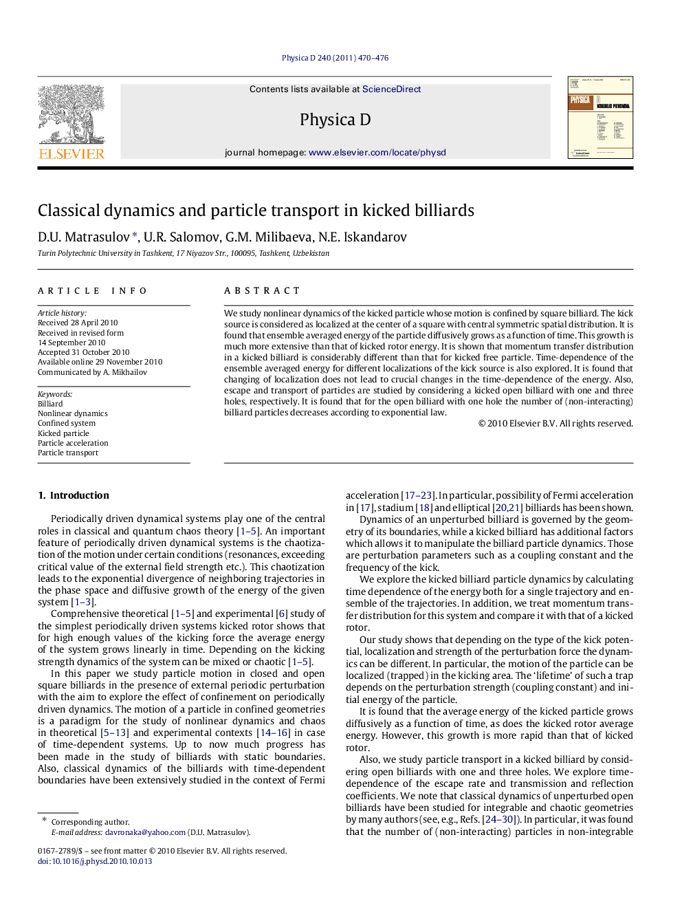 Classical dynamics and particle transport in kicked billiards