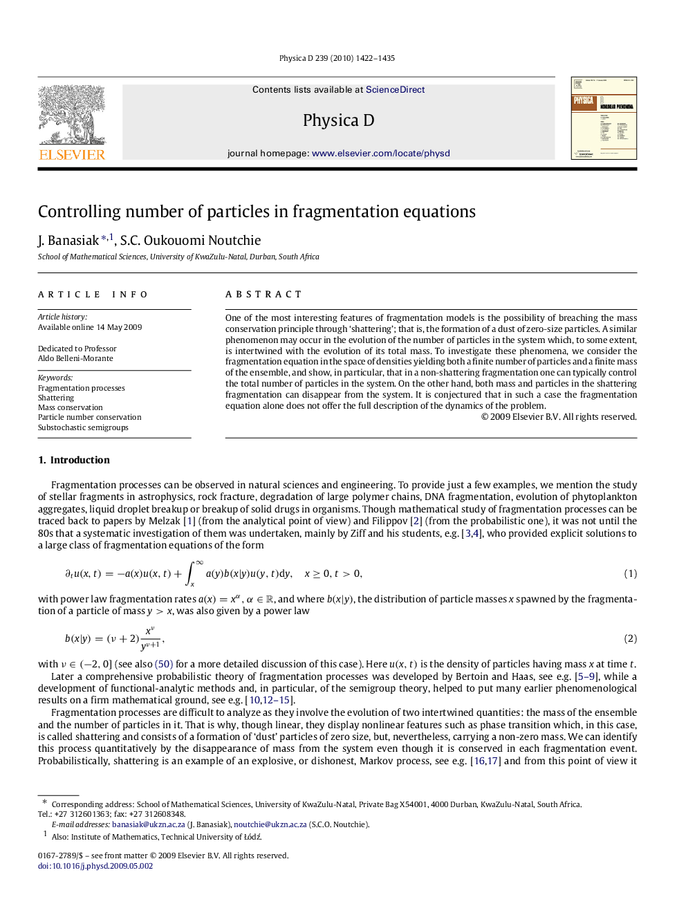 Controlling number of particles in fragmentation equations