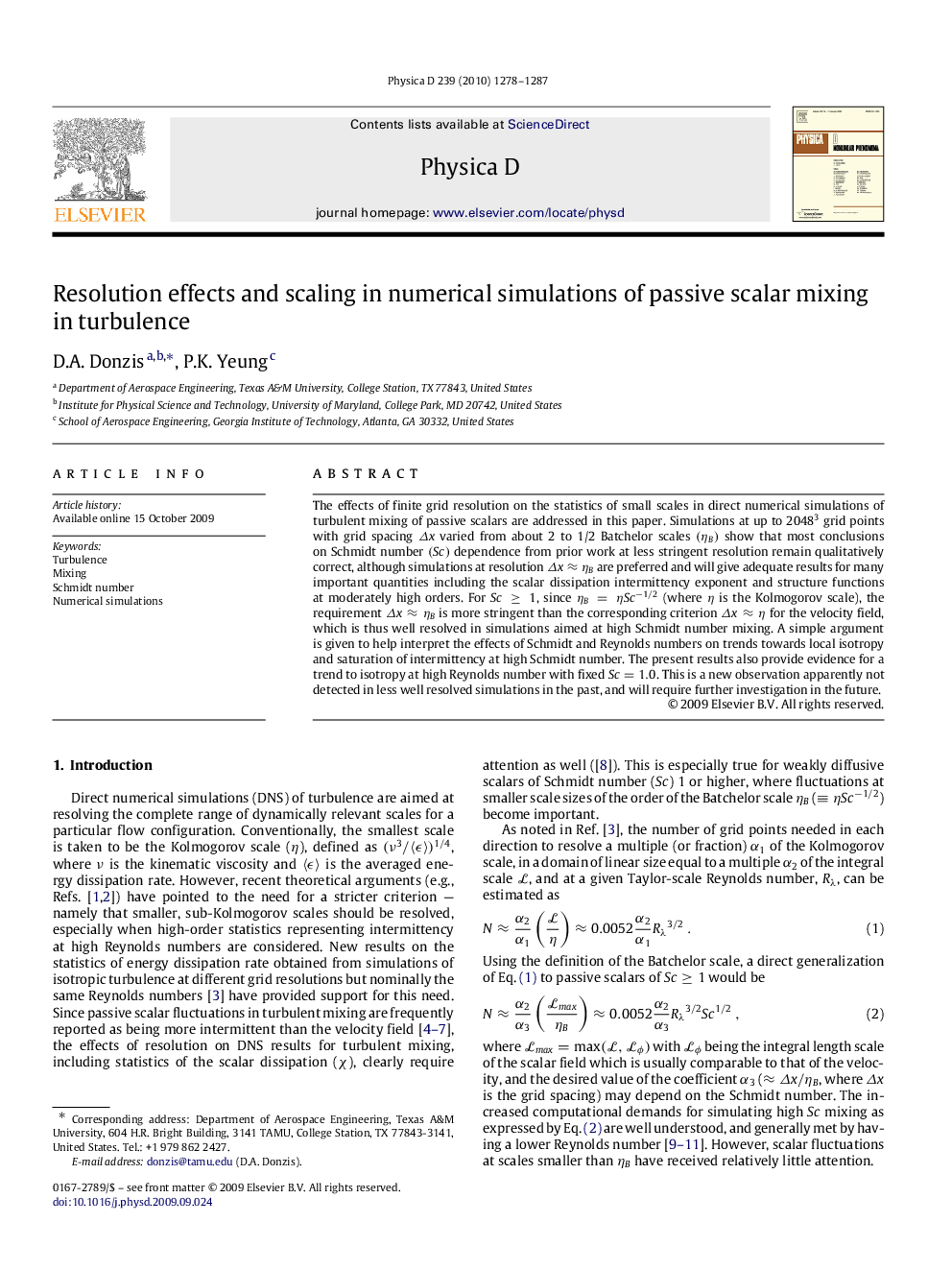 Resolution effects and scaling in numerical simulations of passive scalar mixing in turbulence