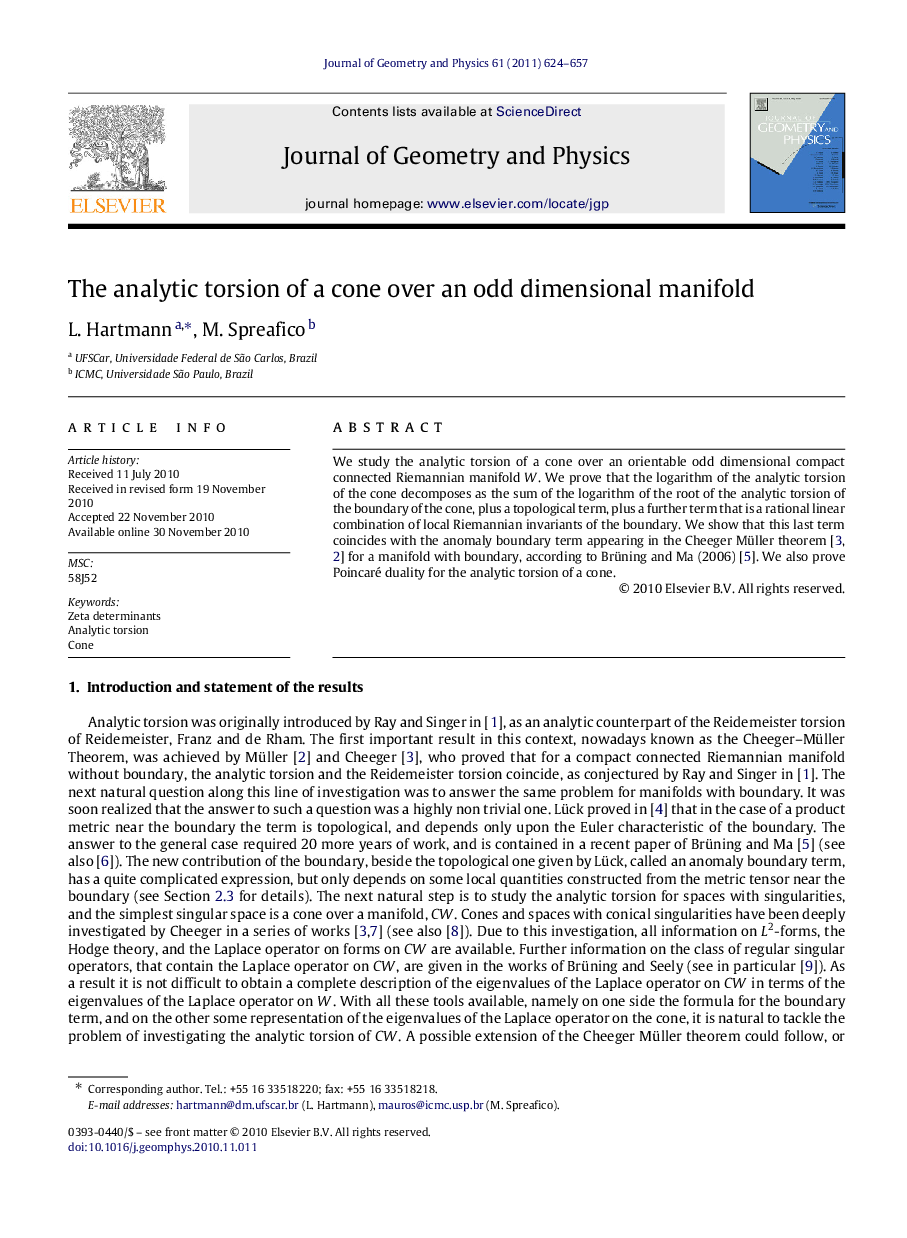 The analytic torsion of a cone over an odd dimensional manifold