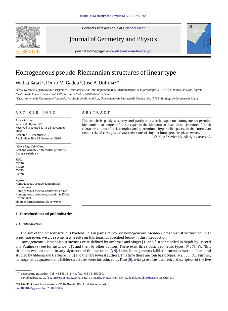 Homogeneous pseudo-Riemannian structures of linear type