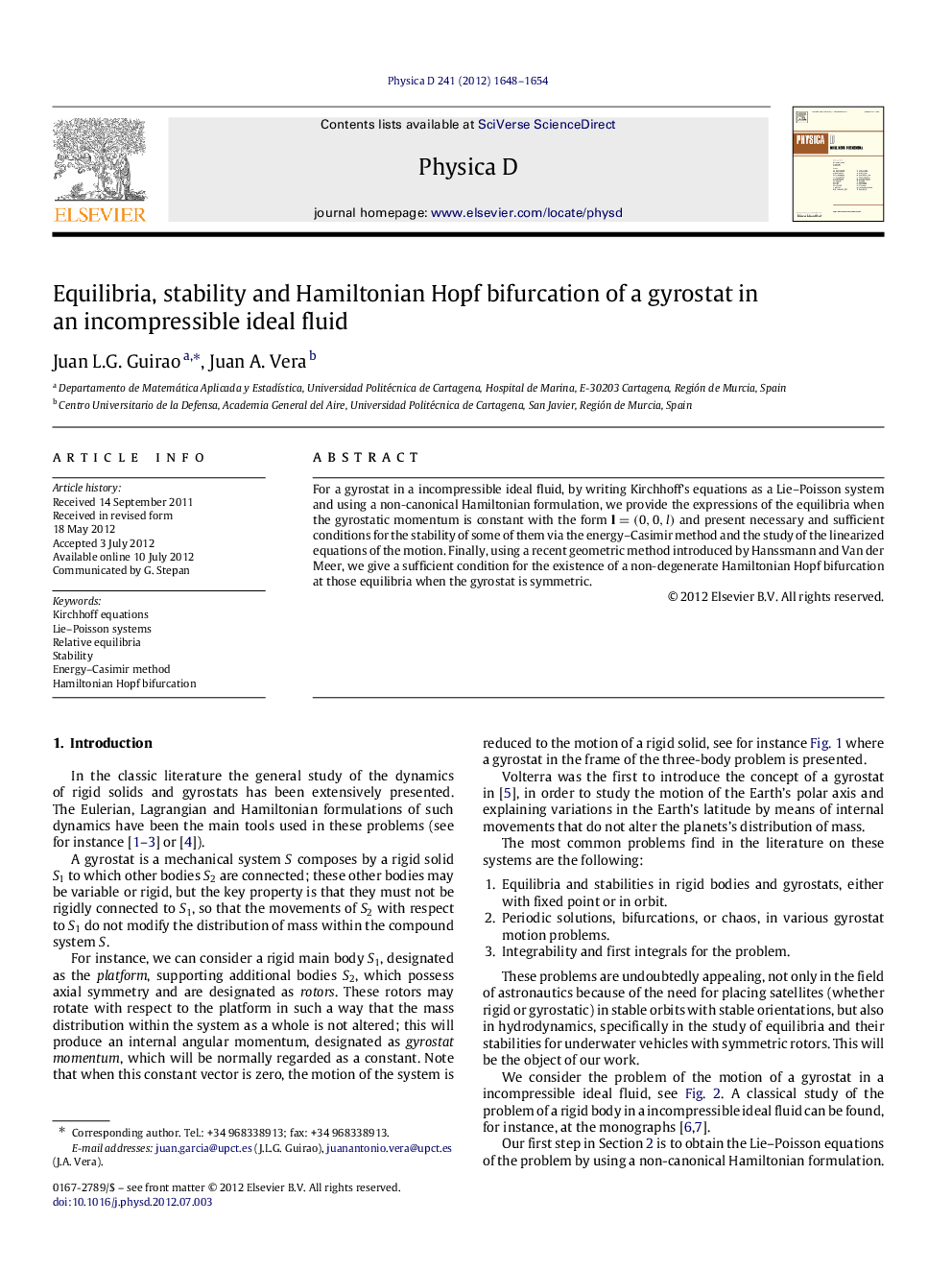 Equilibria, stability and Hamiltonian Hopf bifurcation of a gyrostat in an incompressible ideal fluid