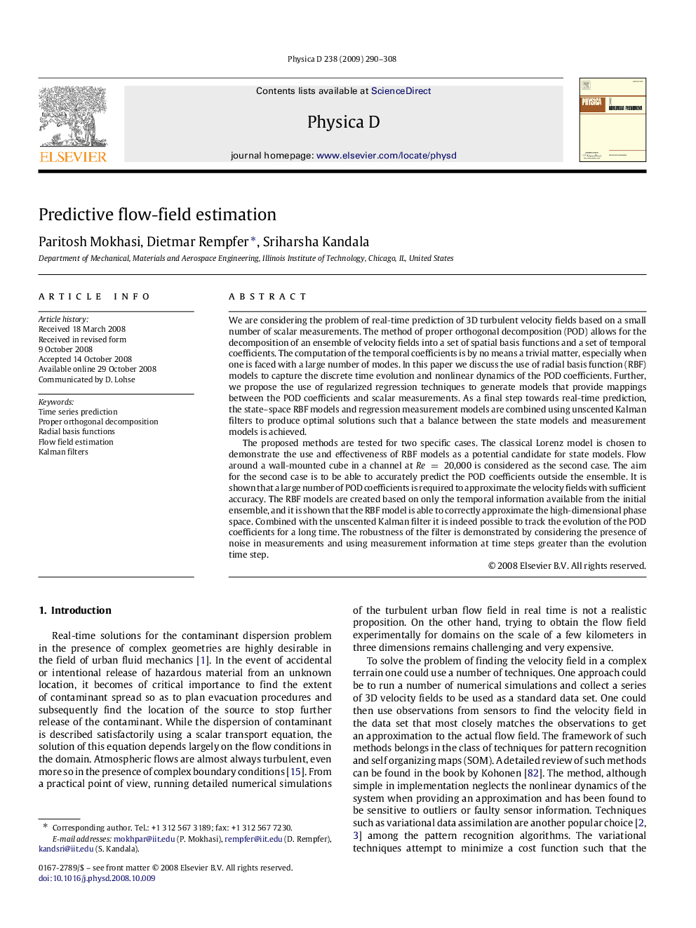 Predictive flow-field estimation