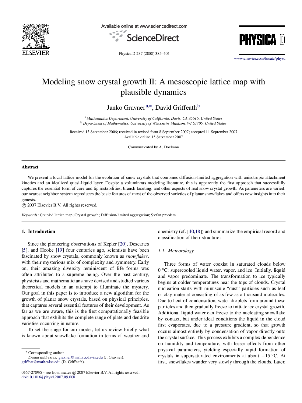 Modeling snow crystal growth II: A mesoscopic lattice map with plausible dynamics