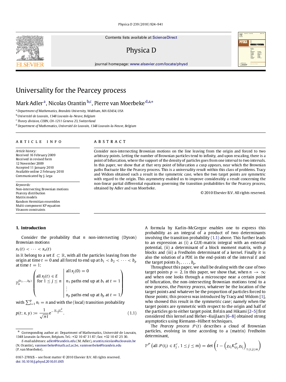 Universality for the Pearcey process