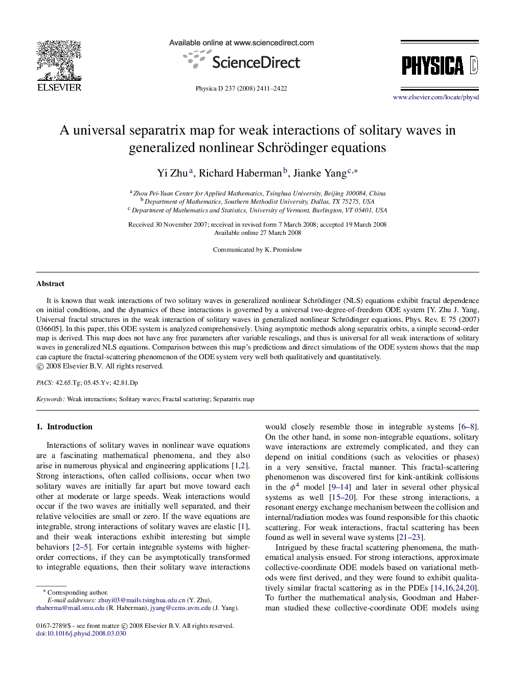 A universal separatrix map for weak interactions of solitary waves in generalized nonlinear Schrödinger equations