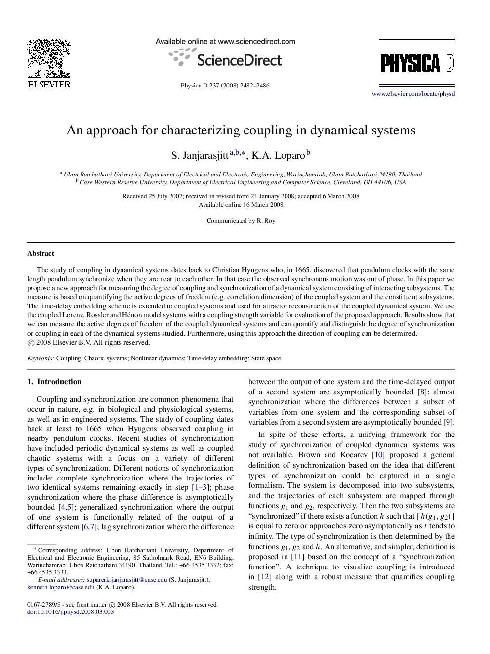 An approach for characterizing coupling in dynamical systems