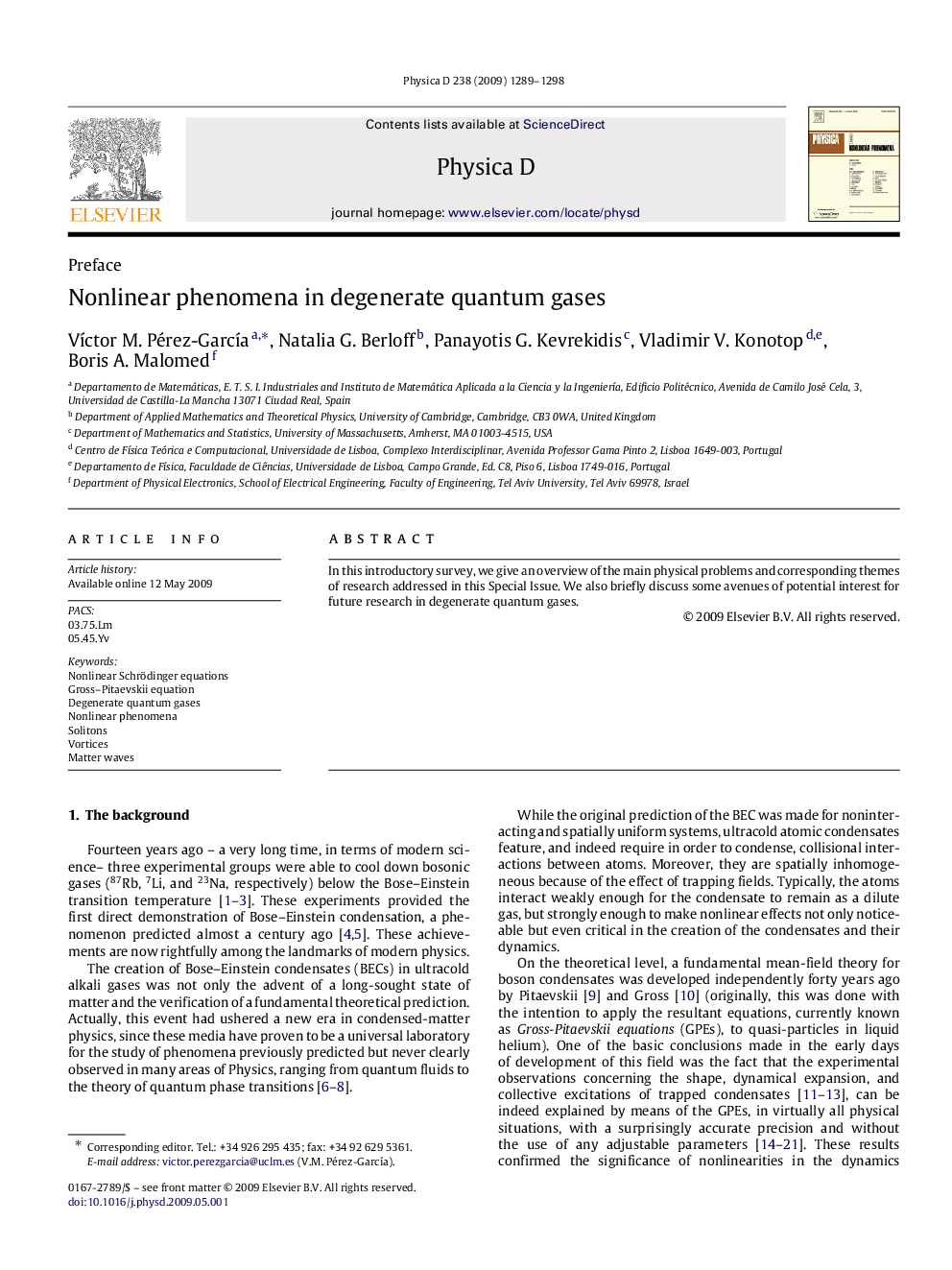 Nonlinear phenomena in degenerate quantum gases