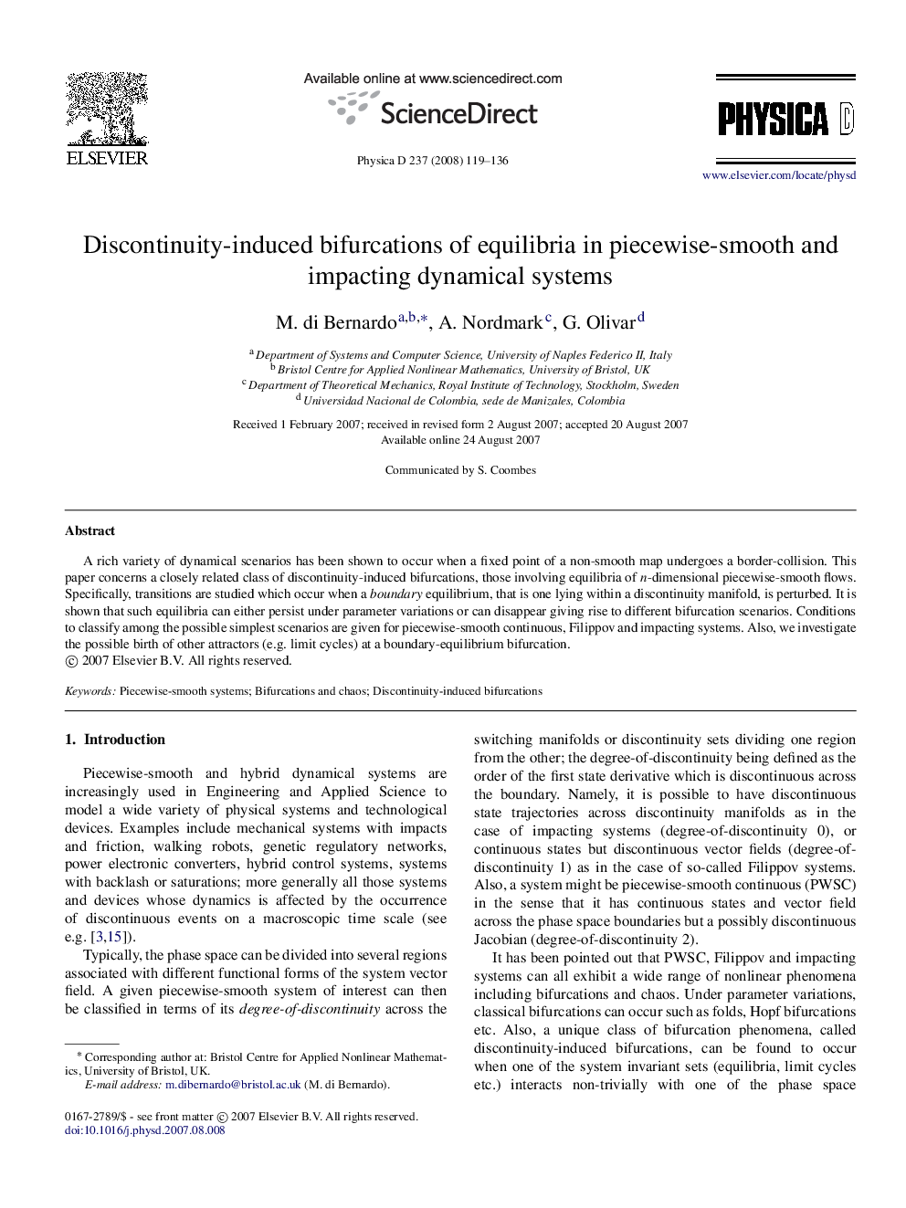 Discontinuity-induced bifurcations of equilibria in piecewise-smooth and impacting dynamical systems