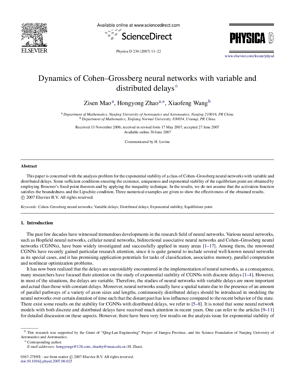 Dynamics of Cohen-Grossberg neural networks with variable and distributed delays