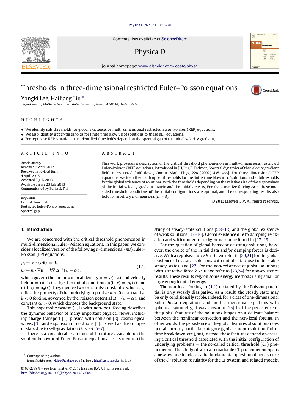 Thresholds in three-dimensional restricted Euler-Poisson equations