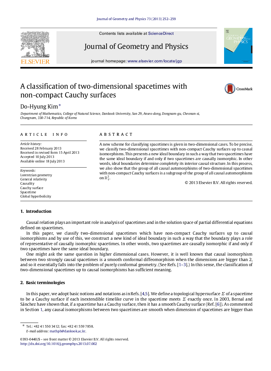 A classification of two-dimensional spacetimes with non-compact Cauchy surfaces