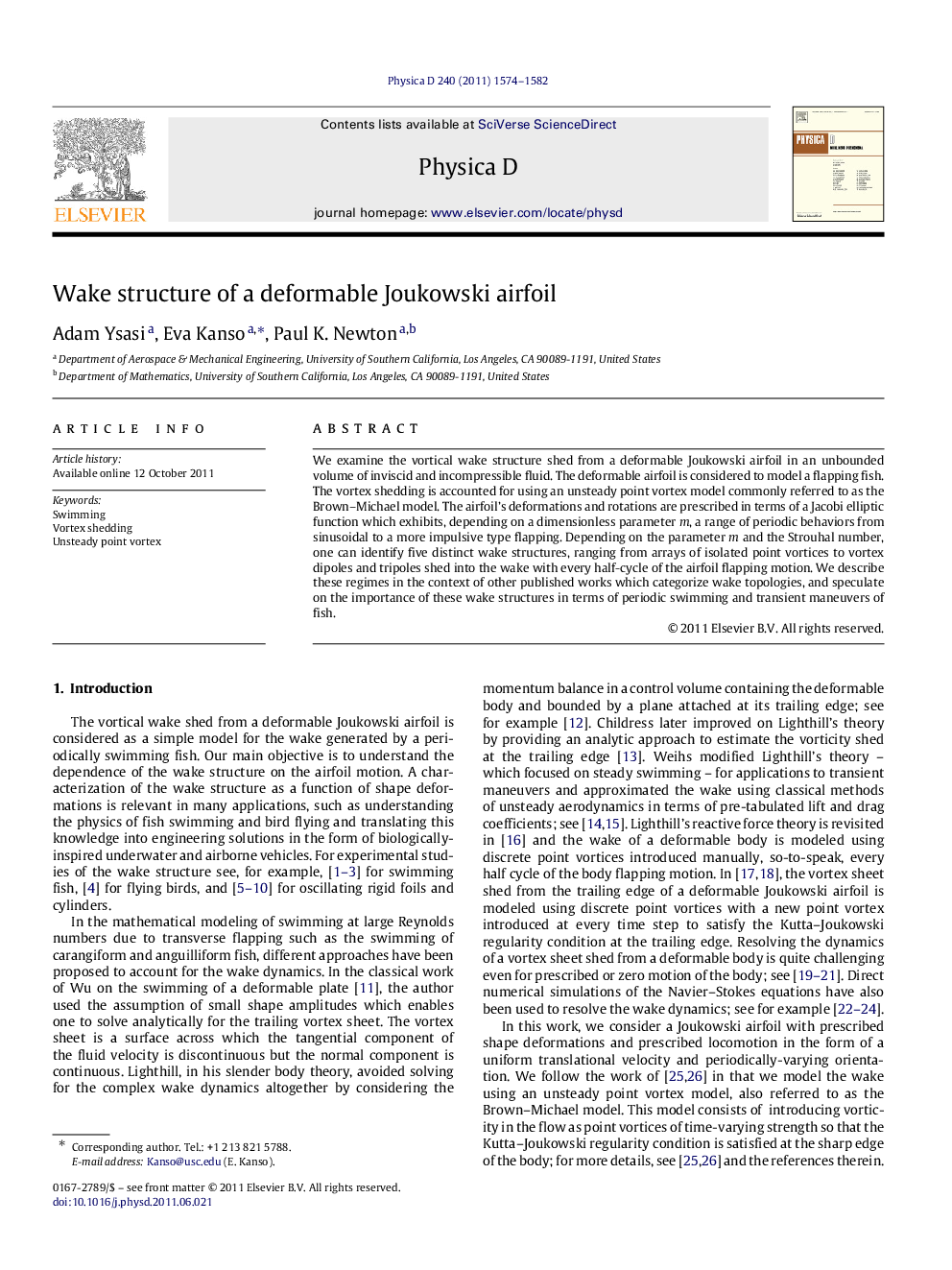 Wake structure of a deformable Joukowski airfoil