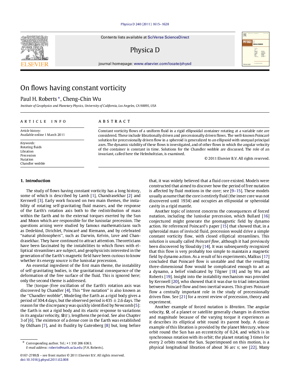 On flows having constant vorticity