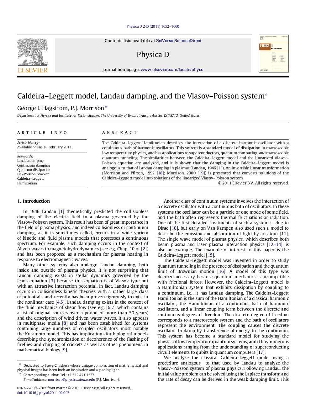 Caldeira–Leggett model, Landau damping, and the Vlasov–Poisson system 