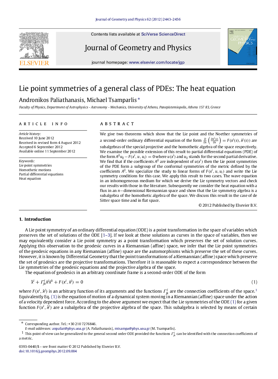 Lie point symmetries of a general class of PDEs: The heat equation