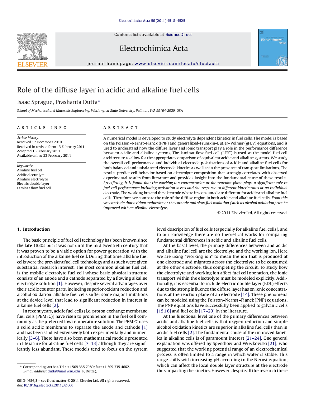 Role of the diffuse layer in acidic and alkaline fuel cells