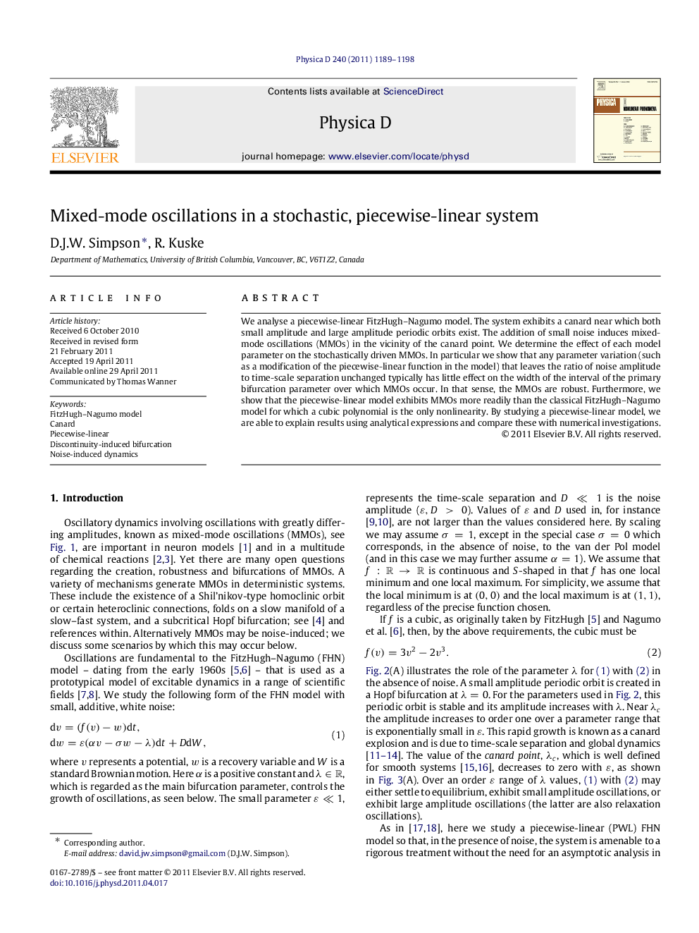 Mixed-mode oscillations in a stochastic, piecewise-linear system