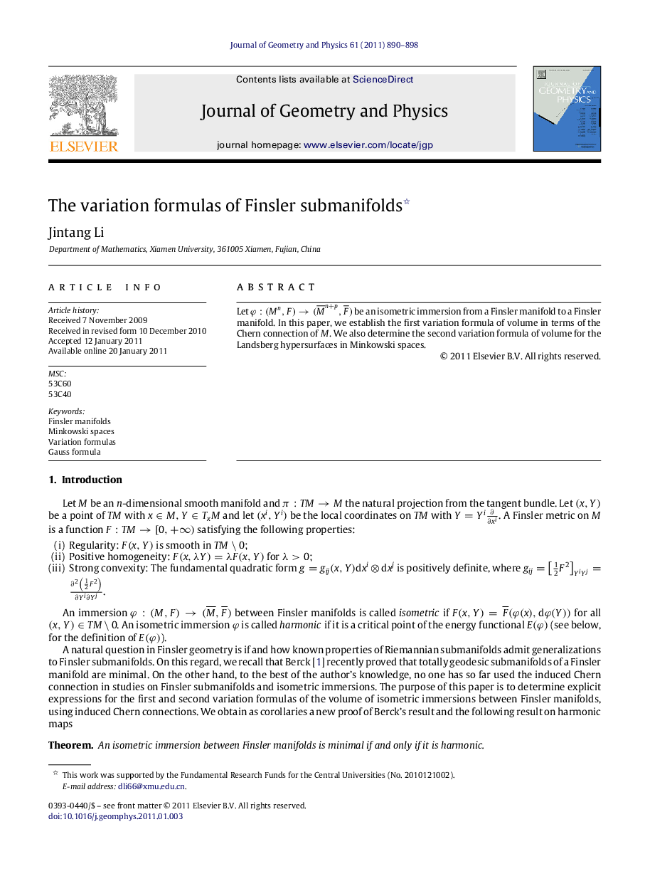 The variation formulas of Finsler submanifolds 