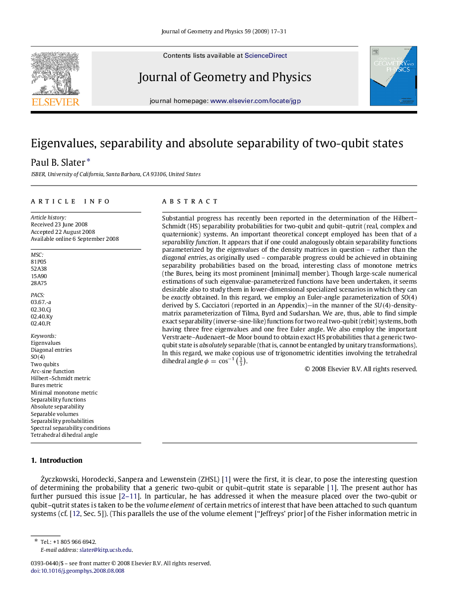 Eigenvalues, separability and absolute separability of two-qubit states