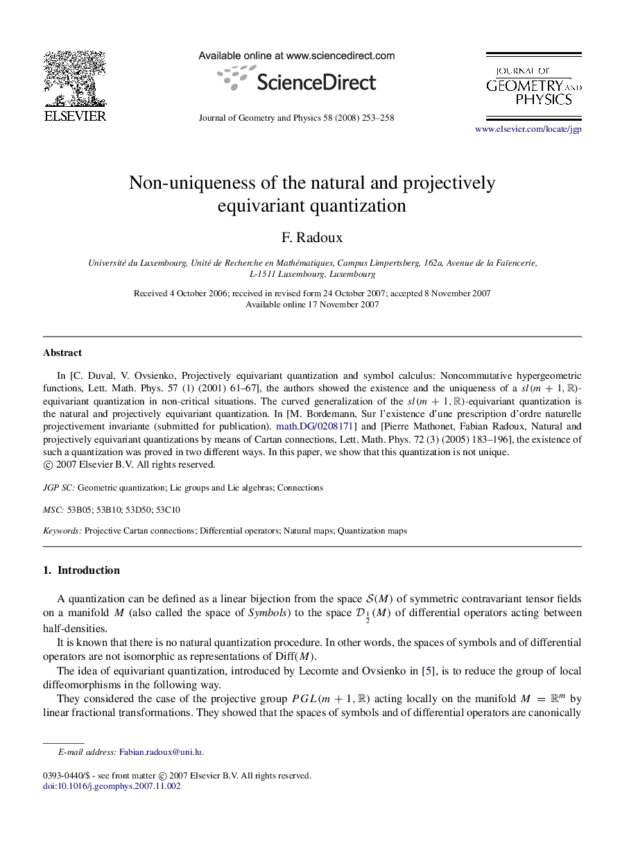 Non-uniqueness of the natural and projectively equivariant quantization