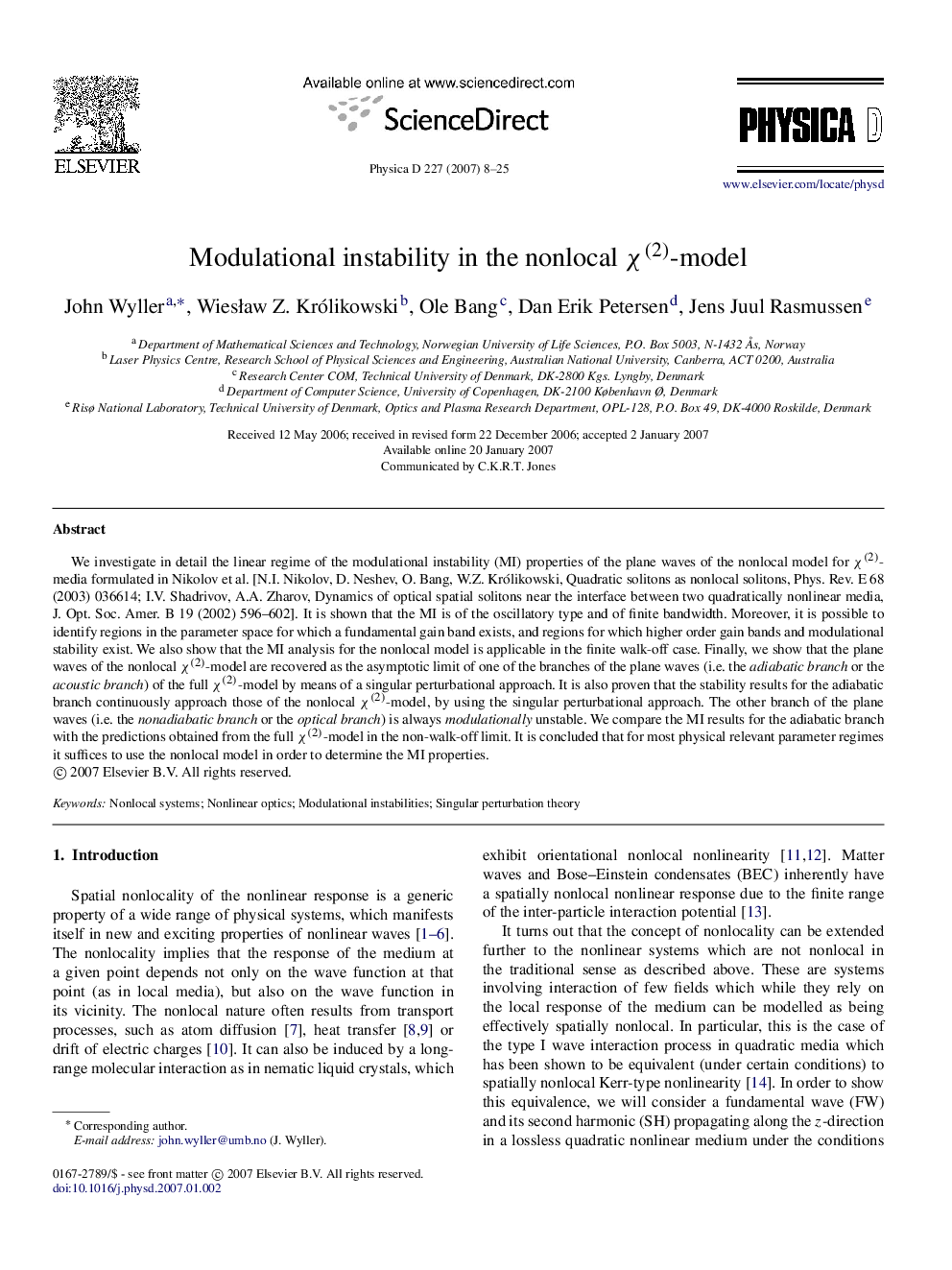 Modulational instability in the nonlocal χ(2)χ(2)-model