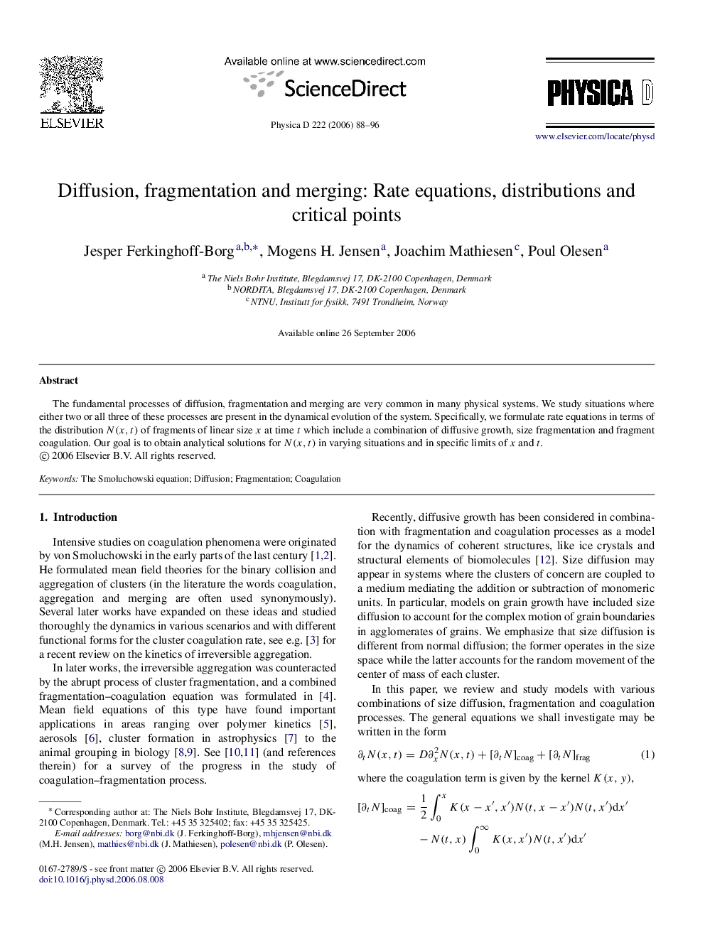 Diffusion, fragmentation and merging: Rate equations, distributions and critical points