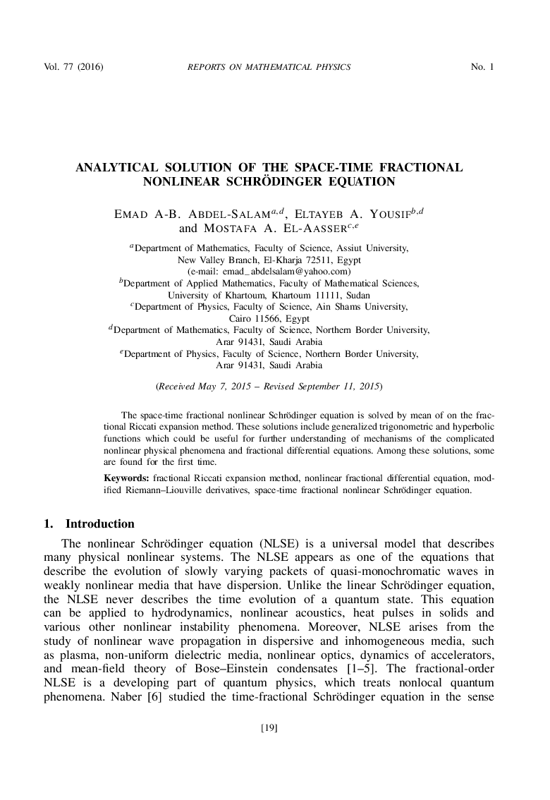 Analytical Solution of the Space-Time Fractional Nonlinear Schrödinger Equation