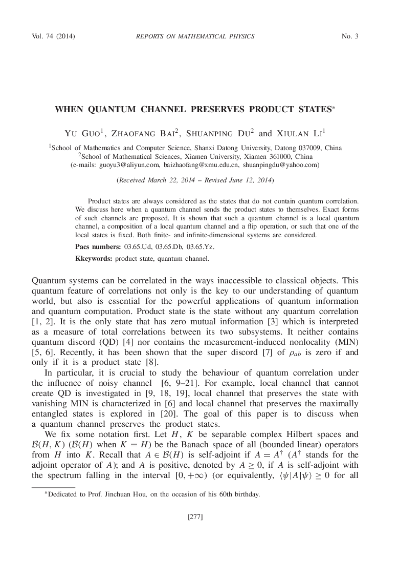 When Quantum Channel Preserves Product States 