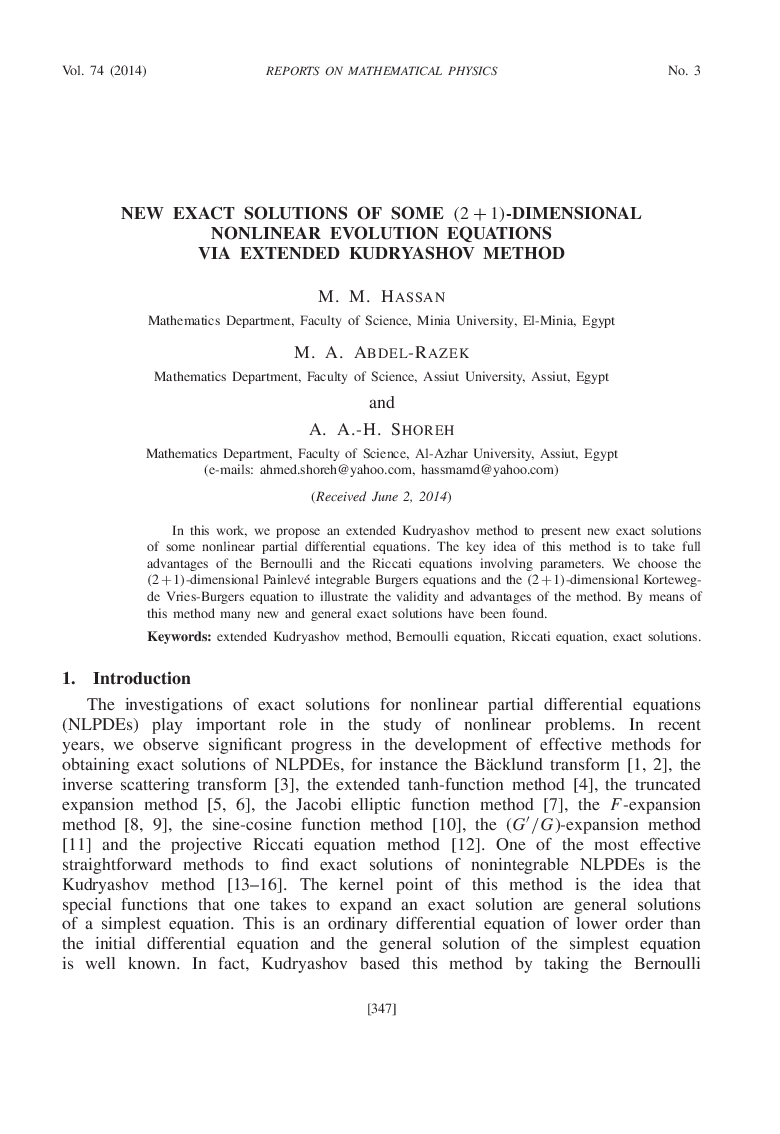 New Exact Solutions of some (2 + 1)-Dimensional Nonlinear Evolution Equations Via Extended Kudryashov Method