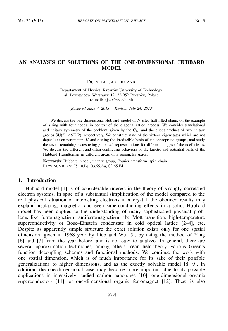An Analysis of Solutions of the One-Dimensional Hubbard Model