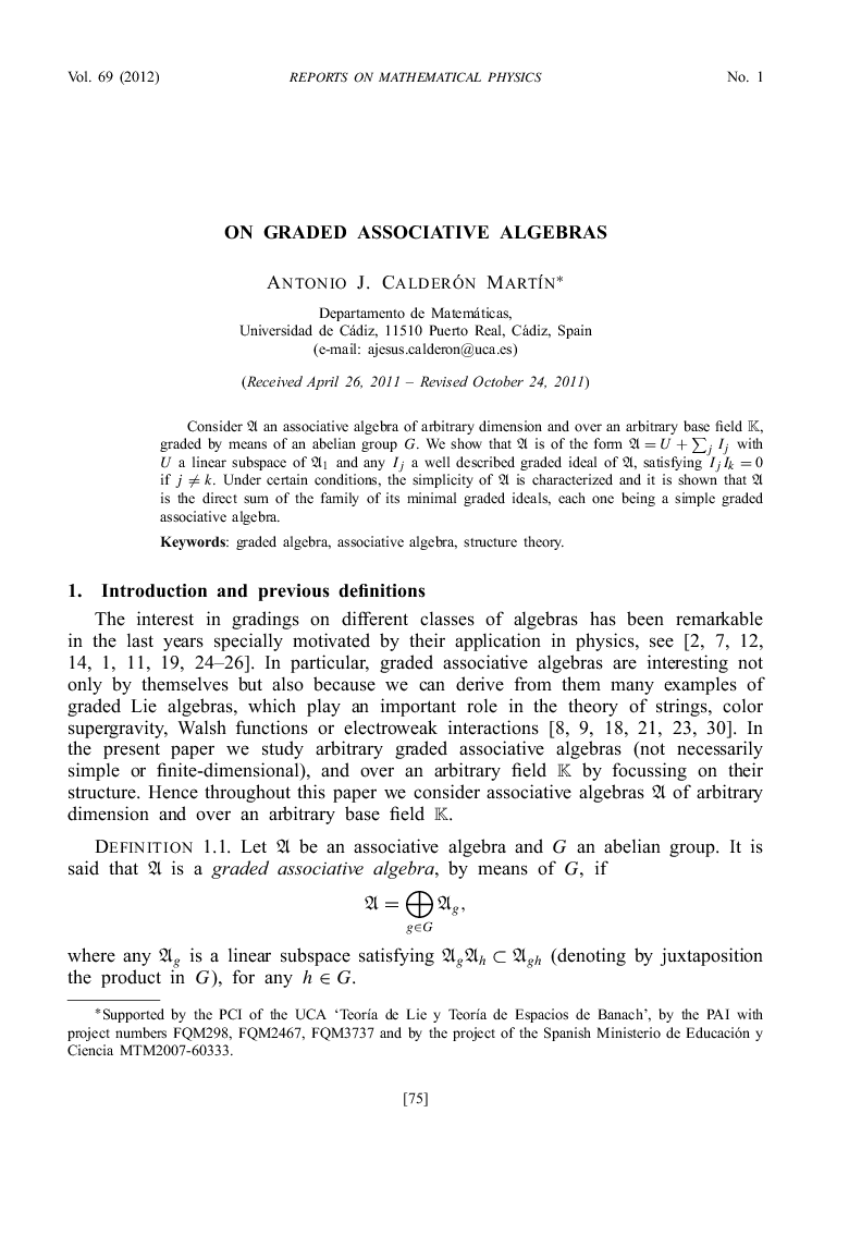 On Graded Associative Algebras *