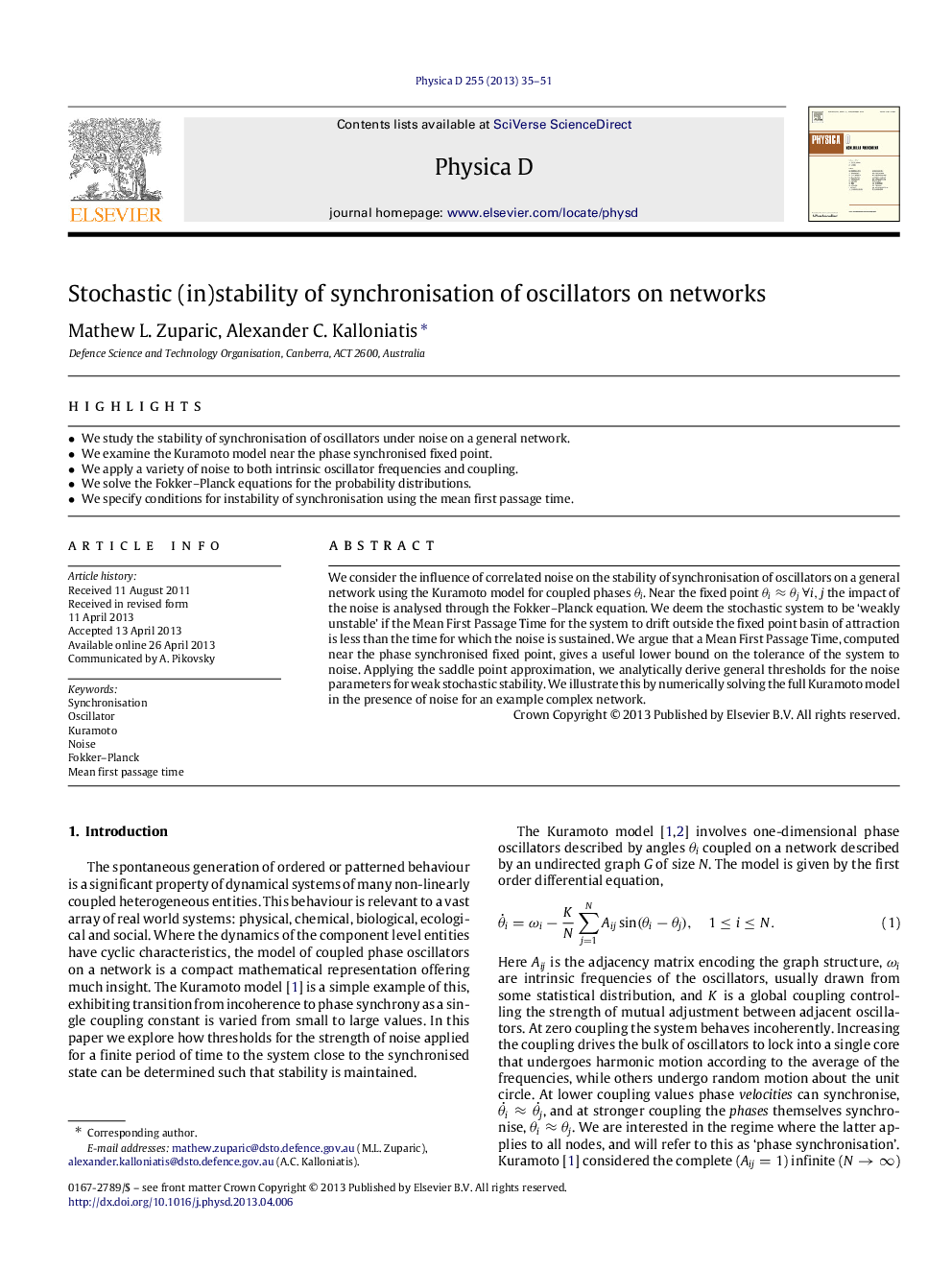 Stochastic (in)stability of synchronisation of oscillators on networks