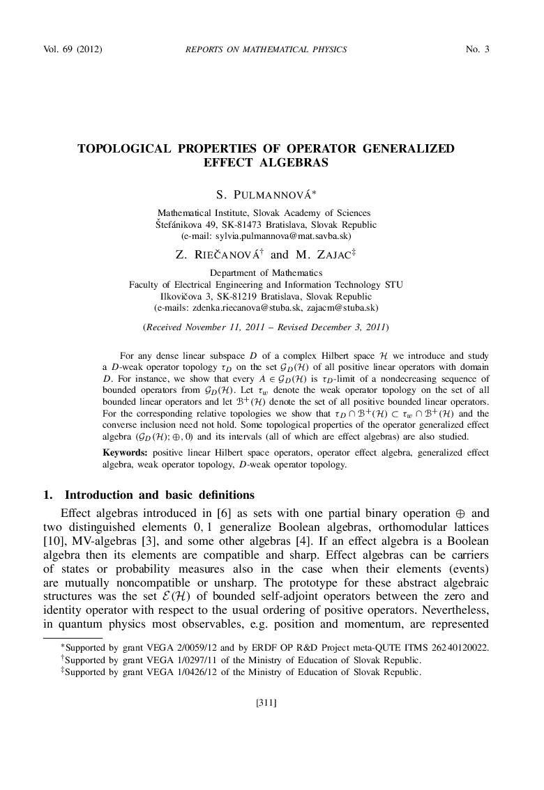 Topological Properties of Operator Generalized Effect Algebras