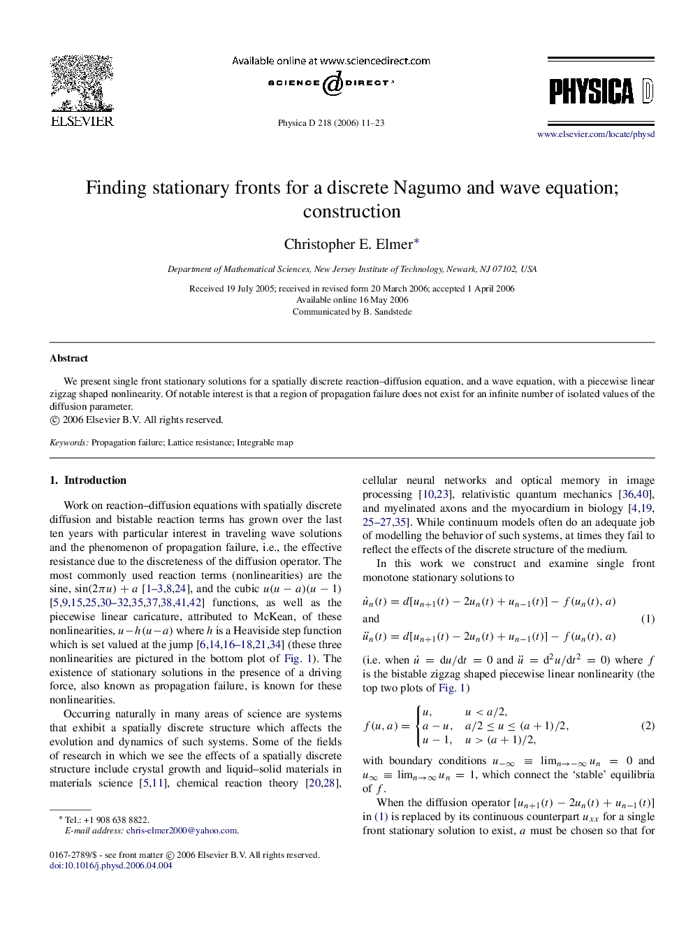 Finding stationary fronts for a discrete Nagumo and wave equation; construction