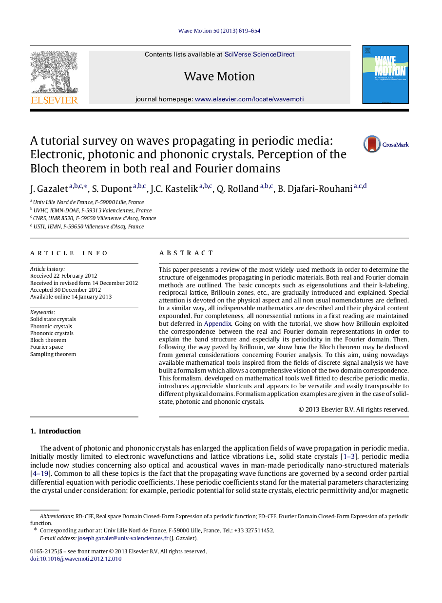 A tutorial survey on waves propagating in periodic media: Electronic, photonic and phononic crystals. Perception of the Bloch theorem in both real and Fourier domains