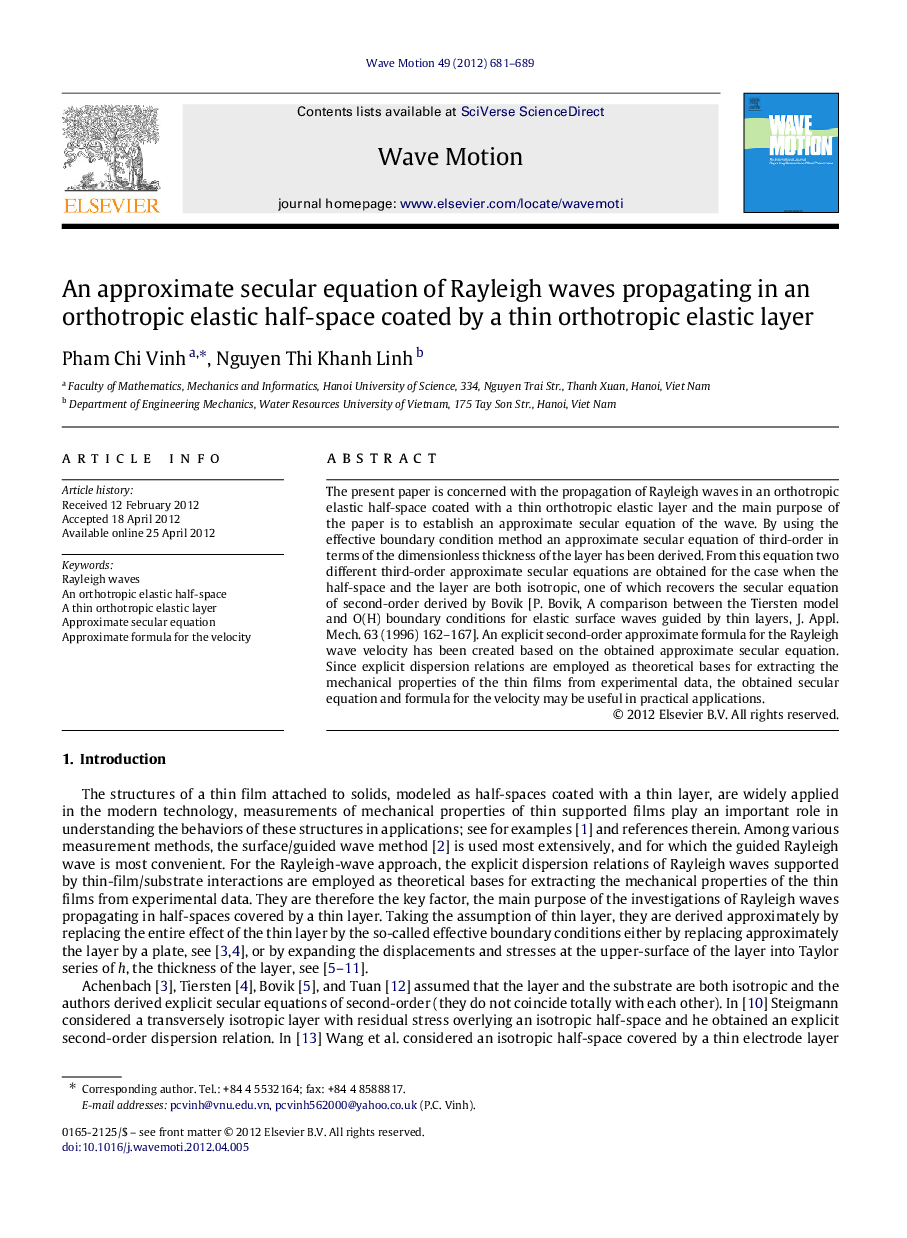 An approximate secular equation of Rayleigh waves propagating in an orthotropic elastic half-space coated by a thin orthotropic elastic layer