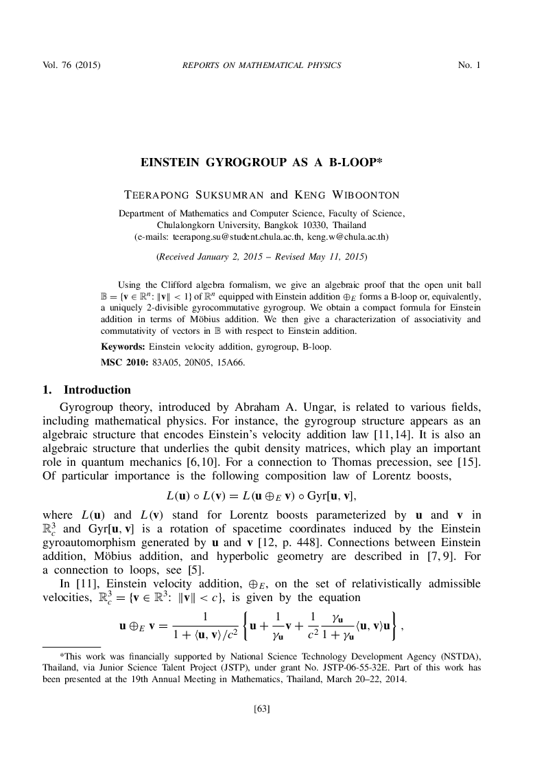 Einstein Gyrogroup as a B-loop 