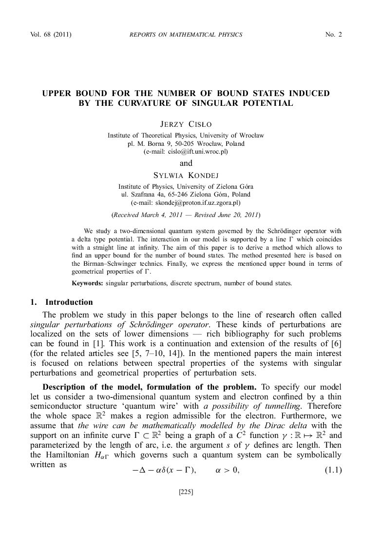 Upper Bound for the Number of Bound States Induced by the Curvature of Singular Potential