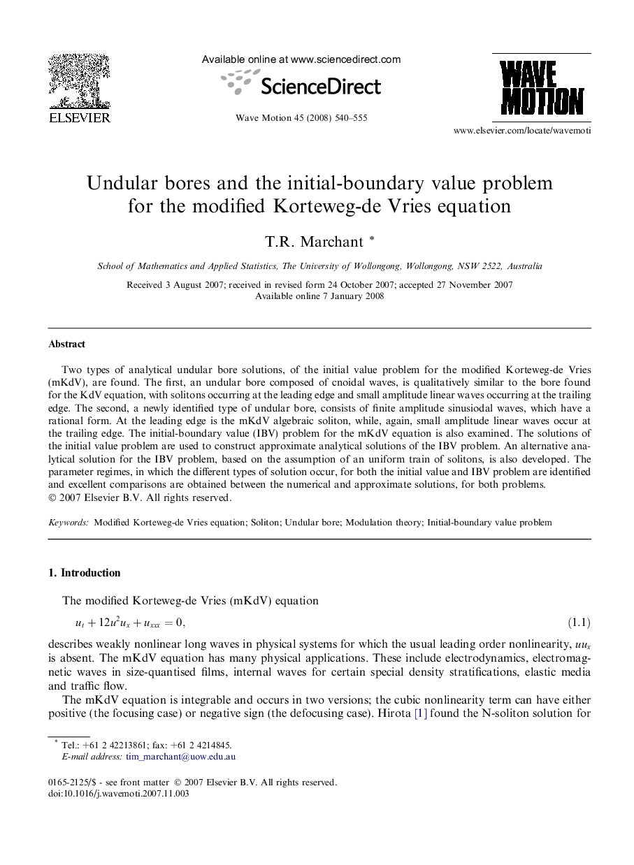 Undular bores and the initial-boundary value problem for the modified Korteweg-de Vries equation