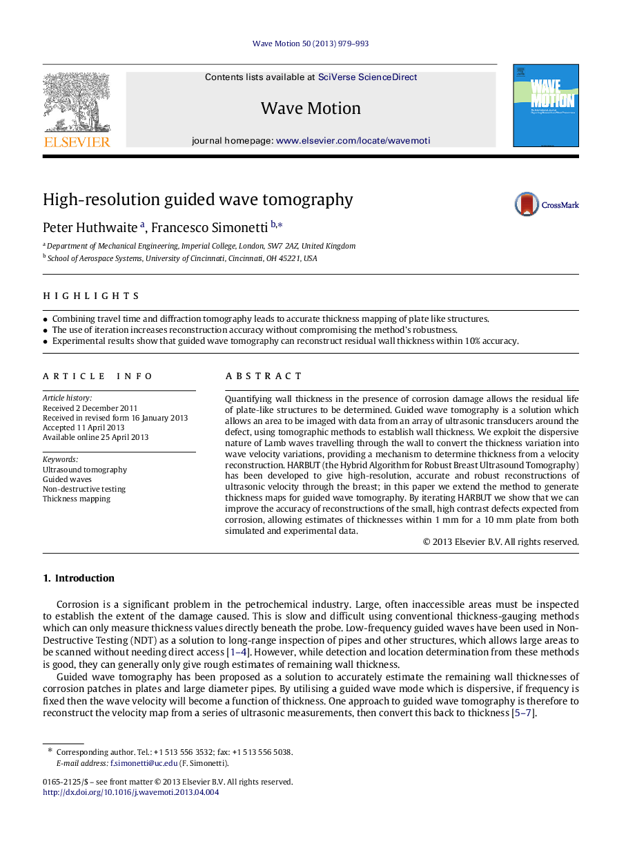 High-resolution guided wave tomography