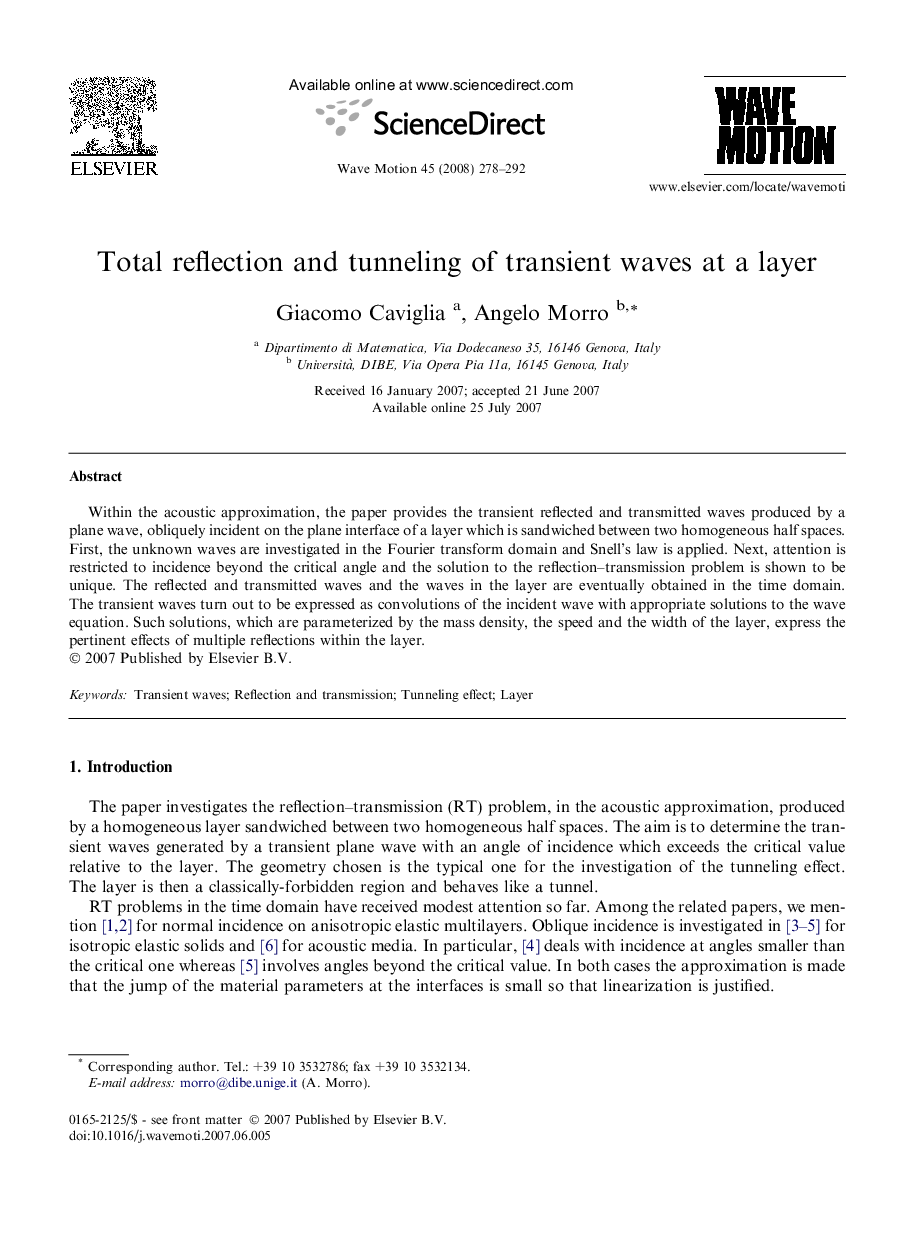 Total reflection and tunneling of transient waves at a layer