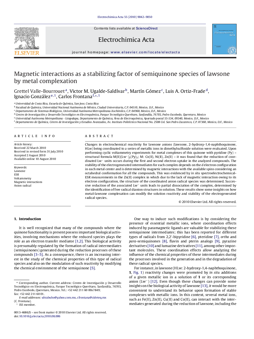 Magnetic interactions as a stabilizing factor of semiquinone species of lawsone by metal complexation