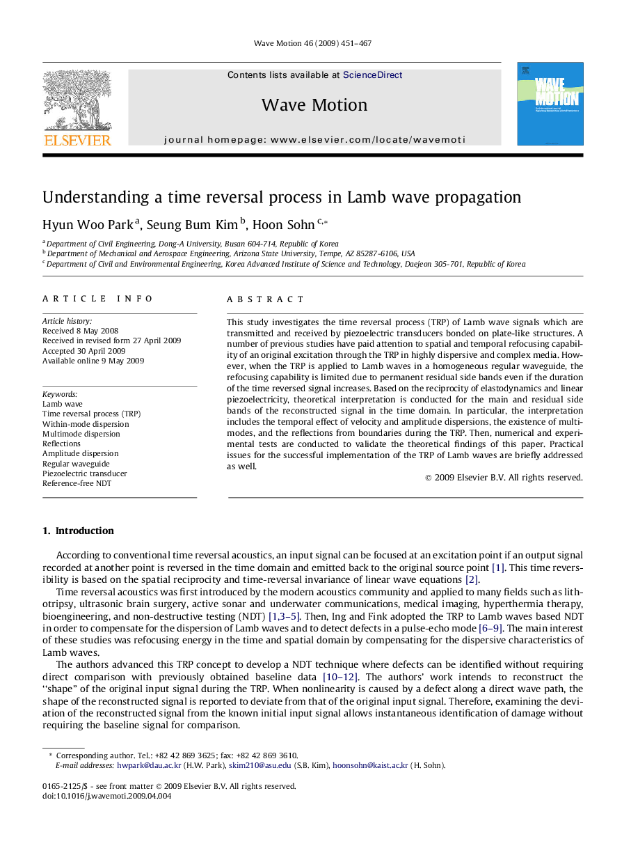 Understanding a time reversal process in Lamb wave propagation