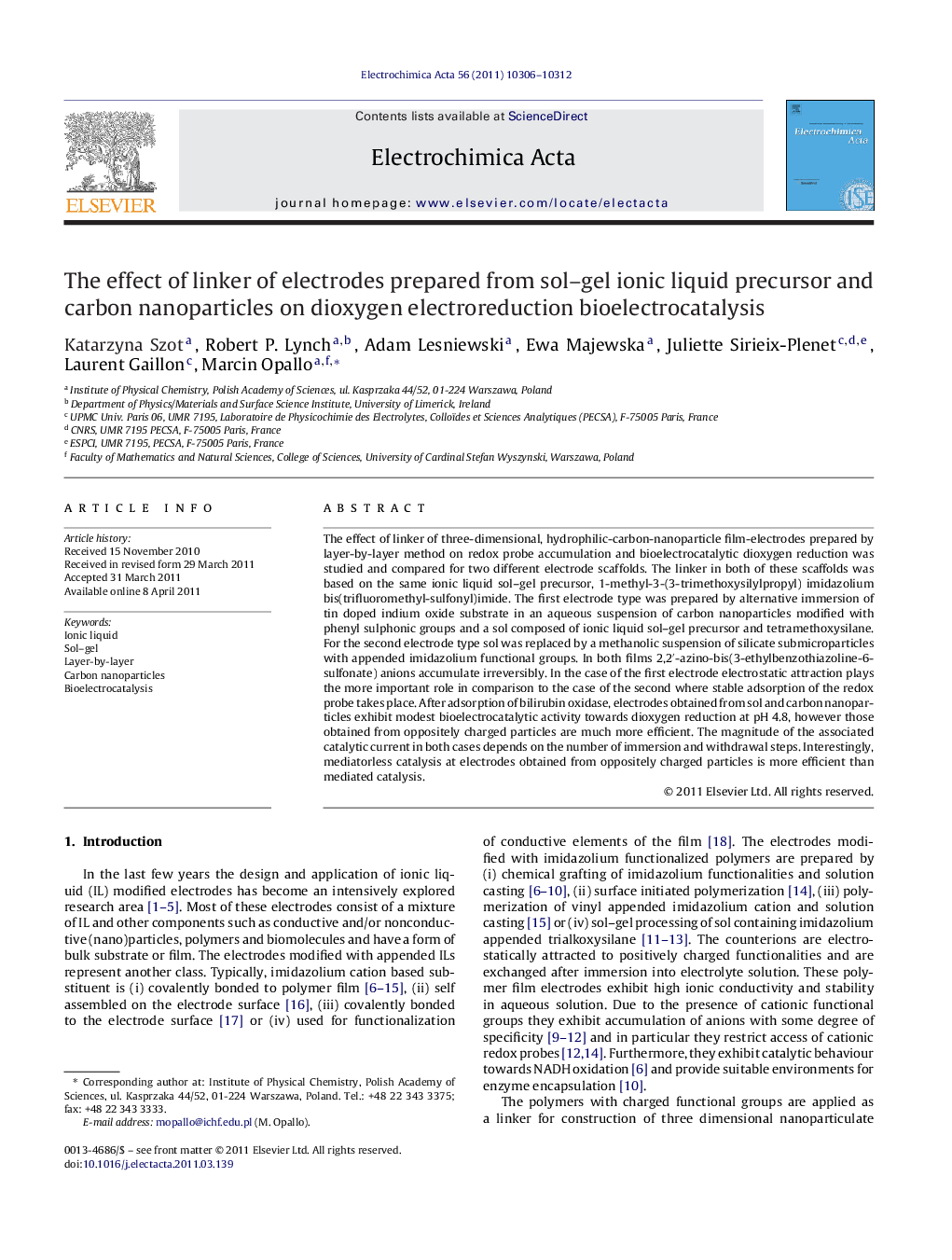 The effect of linker of electrodes prepared from sol–gel ionic liquid precursor and carbon nanoparticles on dioxygen electroreduction bioelectrocatalysis