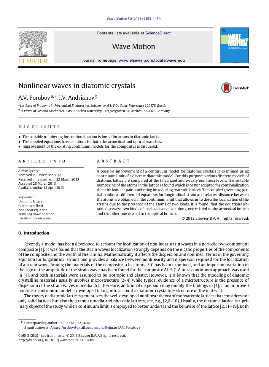 Nonlinear waves in diatomic crystals