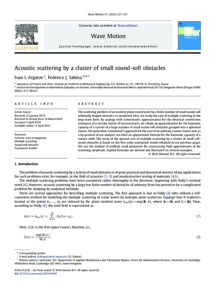 Acoustic scattering by a cluster of small sound-soft obstacles