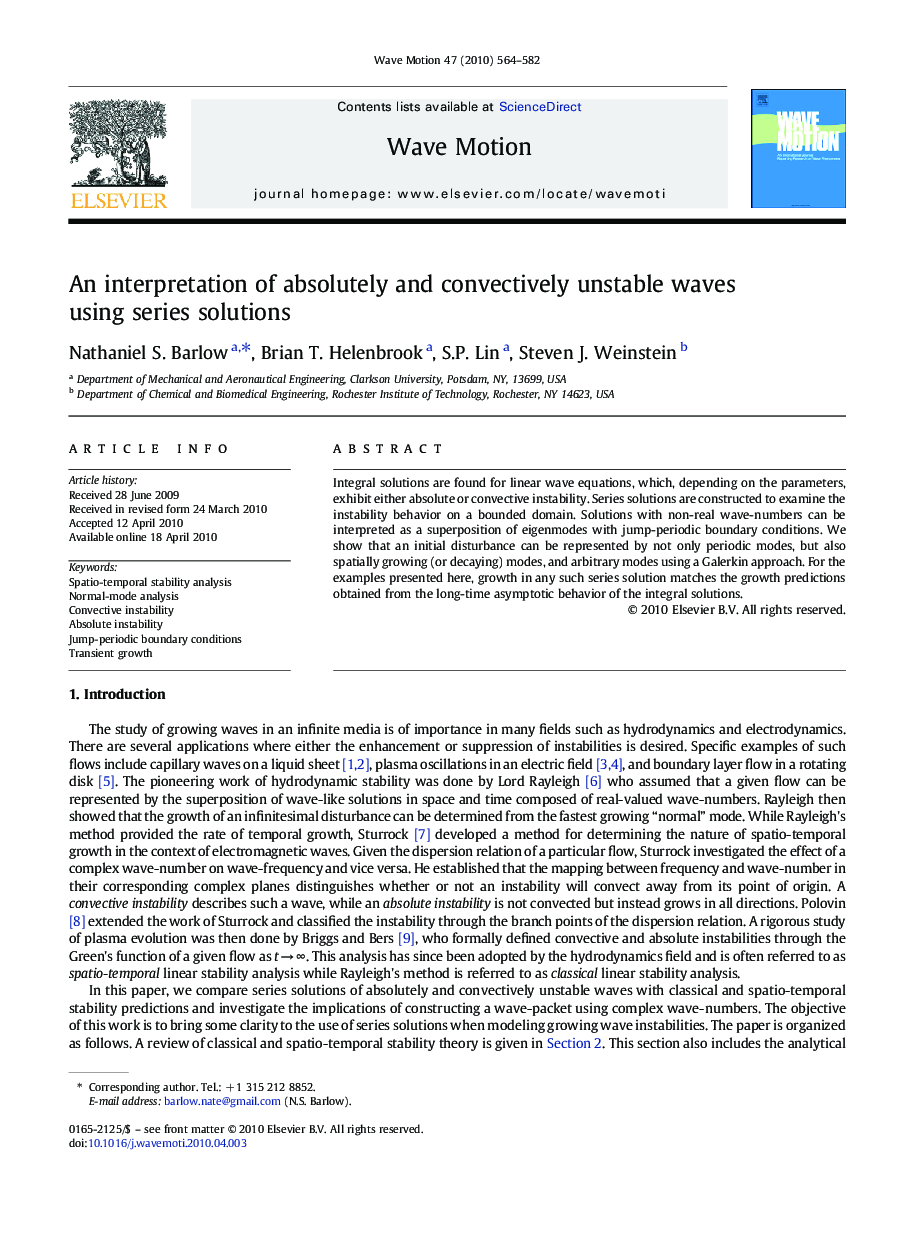 An interpretation of absolutely and convectively unstable waves using series solutions