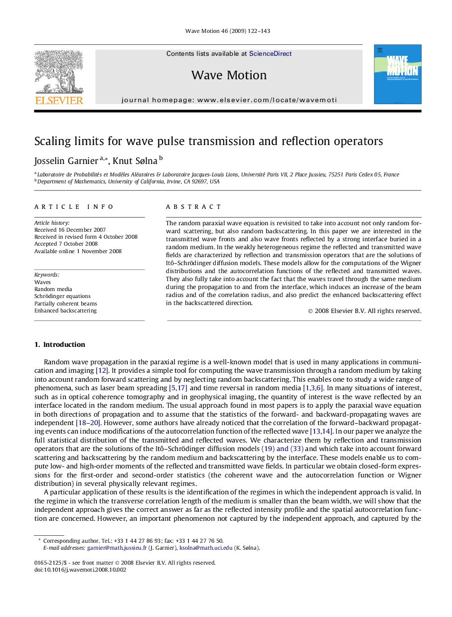 Scaling limits for wave pulse transmission and reflection operators